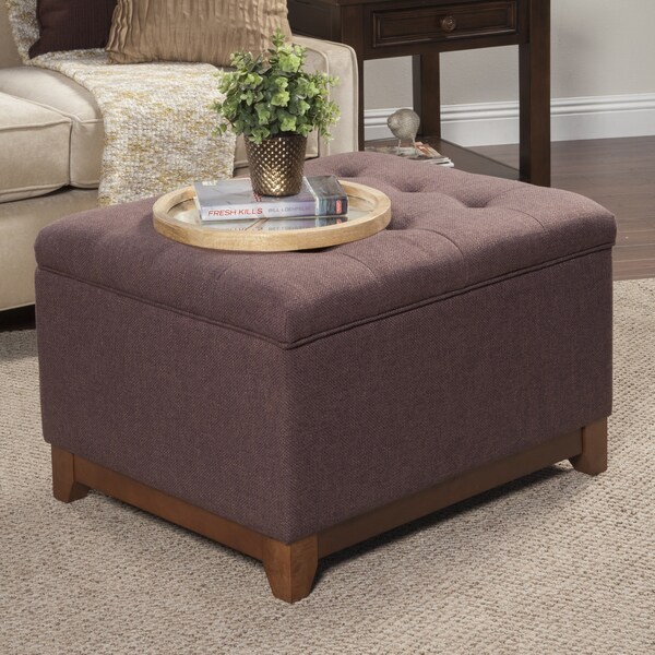 Shop HomePop Espresso Brown Chunky Textured Storage Ottoman Free Shipping Today Overstock