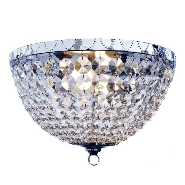 Shop Chrome Crystal Rain Drop Ceiling Light Flushmount On Sale