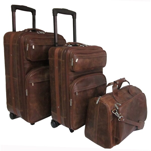 white brown luggage