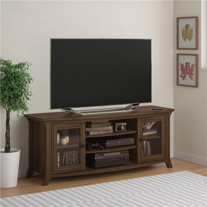Ameriwood Home Oakridge Entertainment Stand With Gl Doors Ameriwood Home Oakridge Entertainment