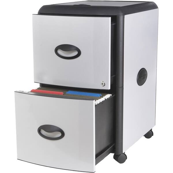Shop Storex Two Drawer Metal Plastic File Cabinet Overstock