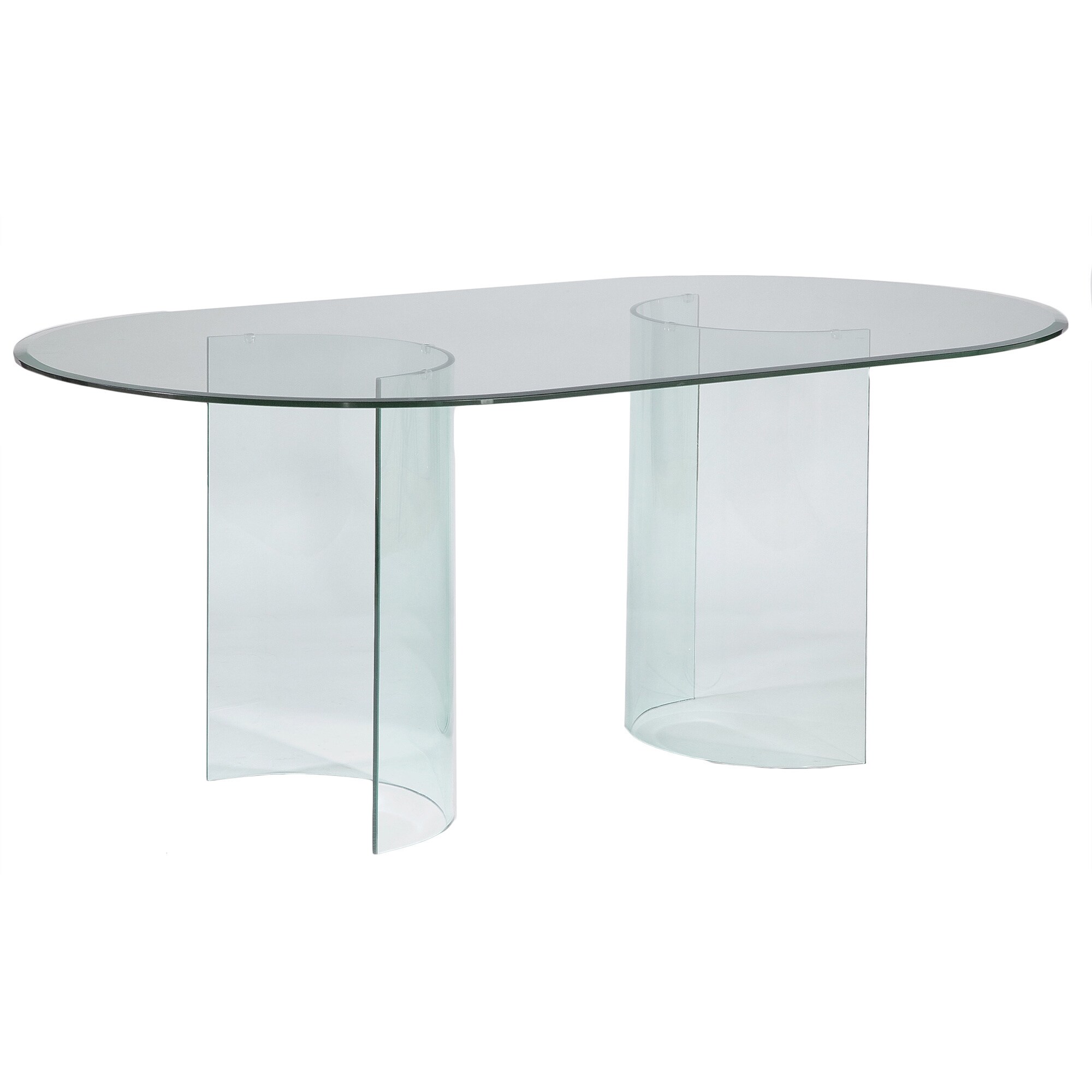 Shop Somette Split 'C' Racetrack 72-inch Oval Glass Dining Table