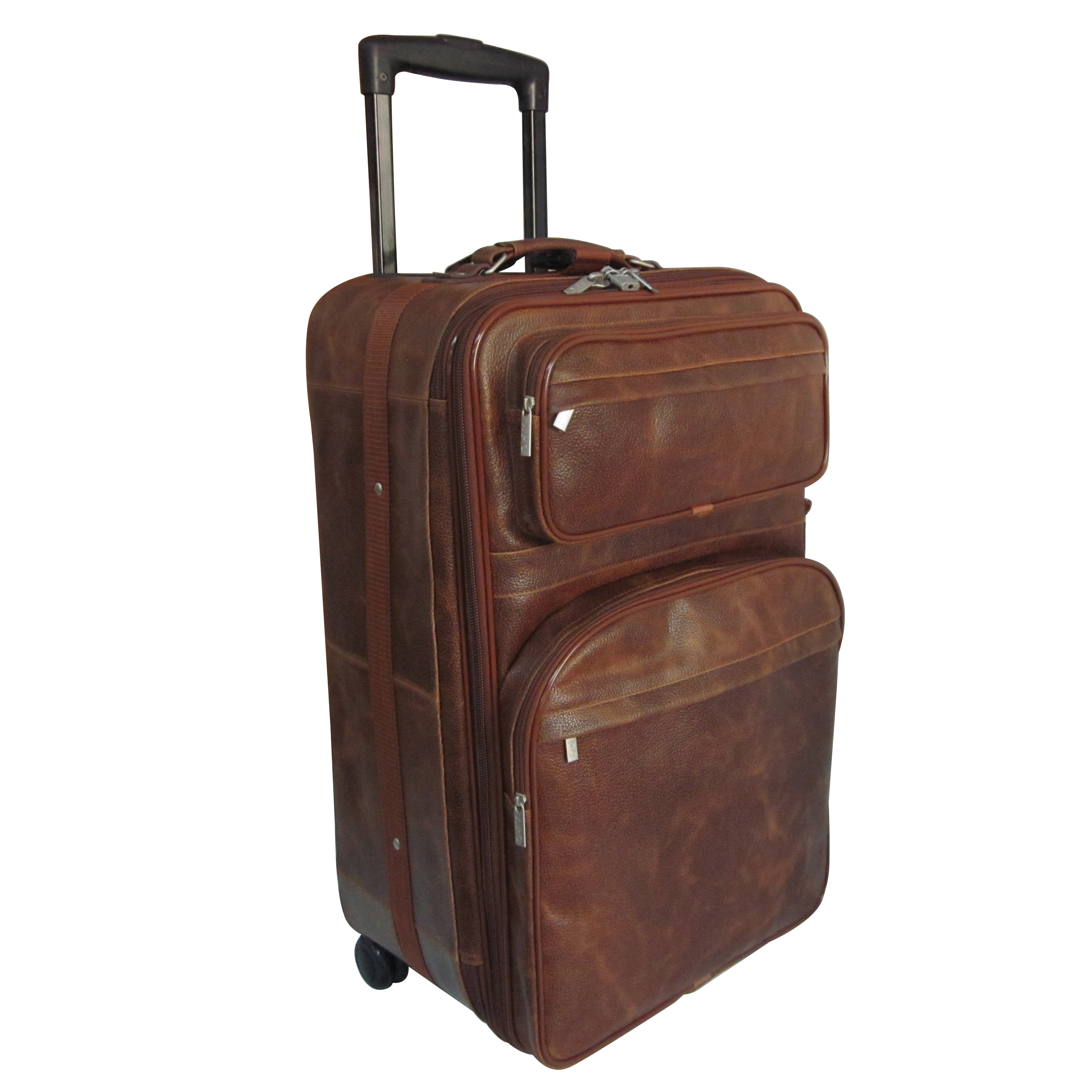 Amerileather Waxy Brown Leather 26-inch Expandable Rolling Upright ...