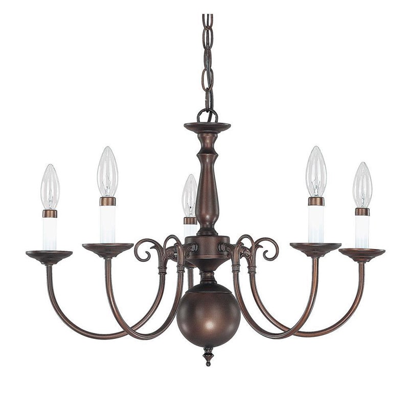 Traditional Williamsburg Style 5 Light Burnished Bronze Chandelier Traditional Williamsburg Style 5 Light Burnished Bronze Chandelier
