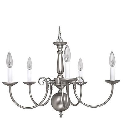 Traditional Williamsburg style 5-light Matte Nickel Chandelier