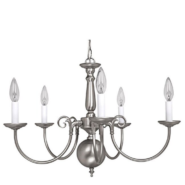 Traditional Williamsburg style 5-light Matte Nickel Chandelier - Chandeliers For Bedrooms by Overstock.com