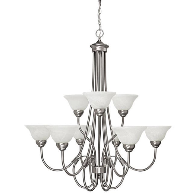 Hometown 9-light Matte Nickel Chandelier - Matte Nickel - Chandeliers For Bedrooms by Overstock.com