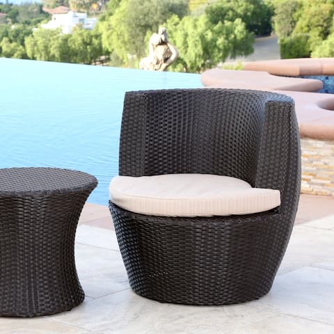 Abbyson Newport Outdoor Espresso Brown Wicker Bistro Chair
