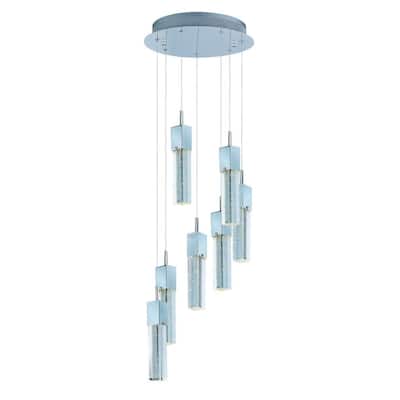 Fizz III 7-light Bubble Glass Pendant - Chrome