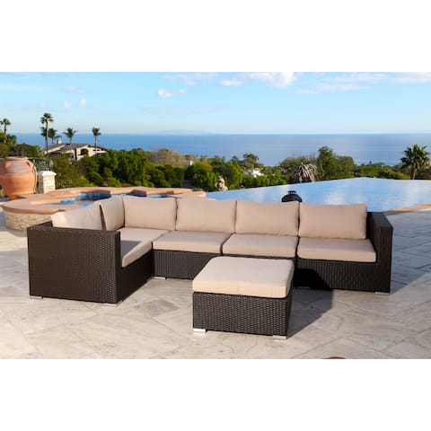 Abbyson Newport Outdoor Wicker 6-piece Sectional