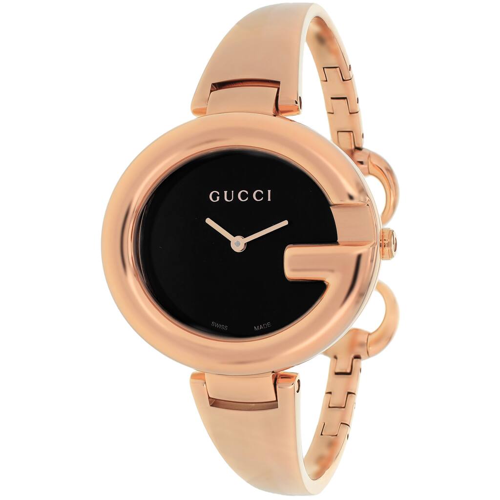 Gucci Women's YA134305 'Guccissima' Swiss Quartz Rose Gold Stainless Steel Bangle Watch