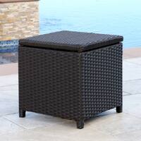 Abbyson Newport Outdoor Espresso Wicker Storage Ottoman