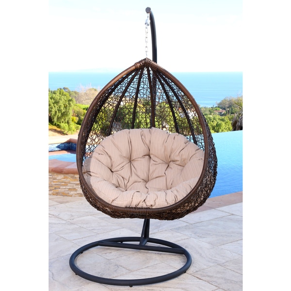 Shop Abbyson Newport Outdoor Wicker Swing Chair - On Sale - Free