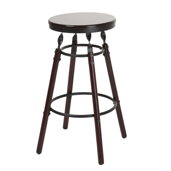 Leggett & Platt Boston Wood Bar or Counter Stool with Dark Cherry Backless Seat