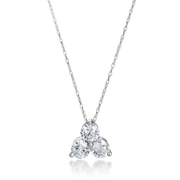 SummerRose 14k Gold 1ct TDW 3-stone Diamond Pendant Necklace ...