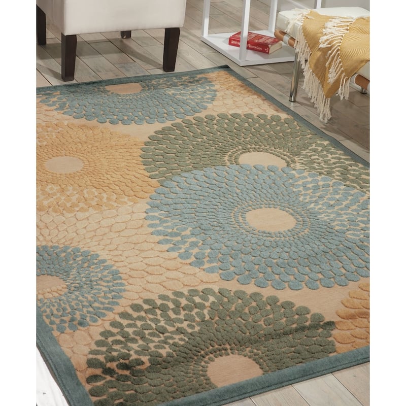 Nourison Graphic Illusions Abstract Textured Area Rug - 7'9" x 10'10" - Teal - Runner/Rectangle