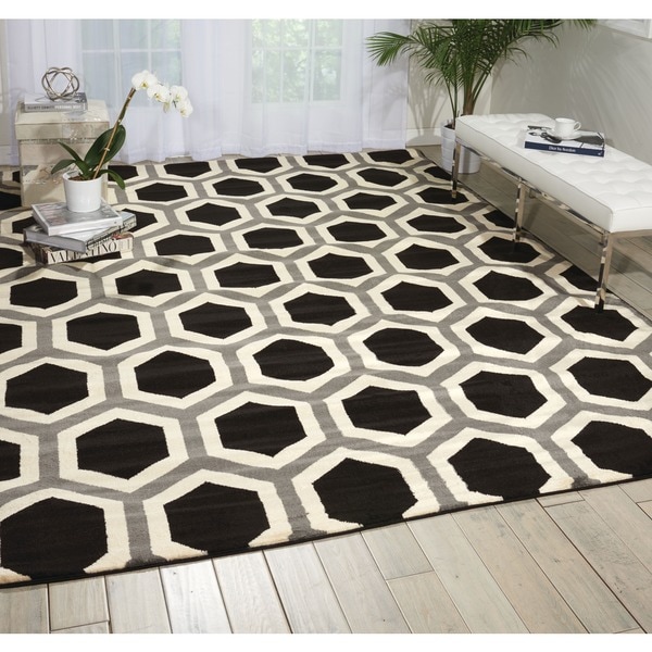 Nourison Nova Black White Geometric Rug 7 10 X 6 Free Nourison Nova Black White Geometric Rug 7 X27
