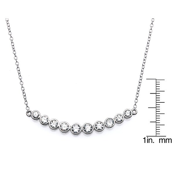 CZ Stones Curved Bar Pendant 