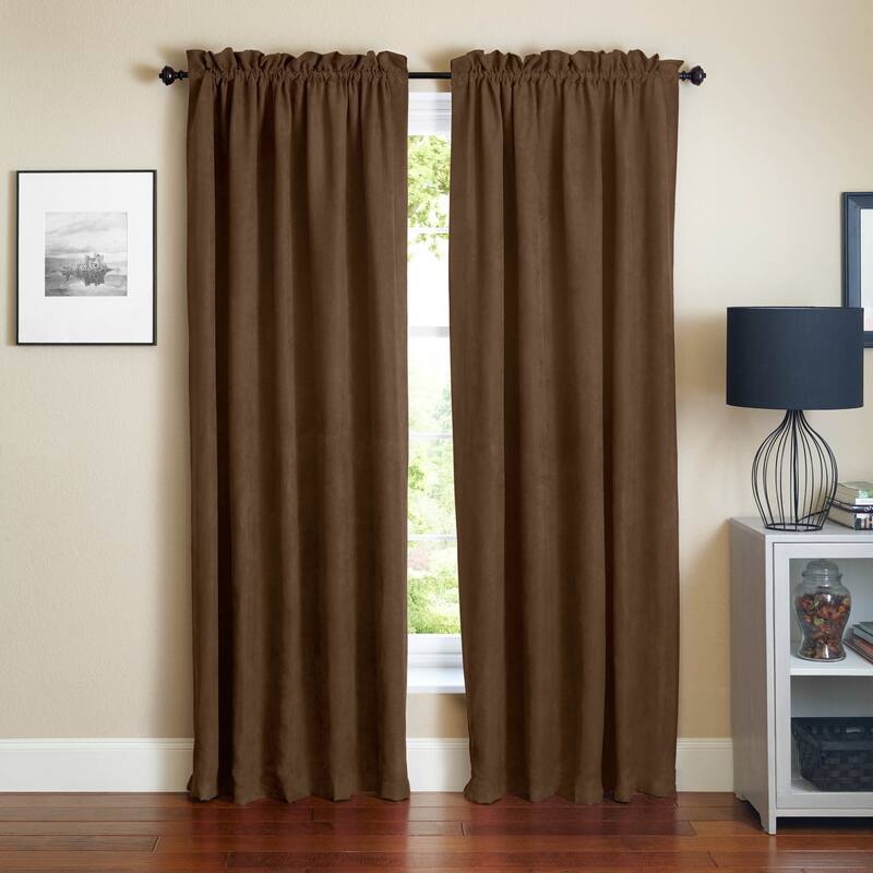 Blazing Needles Microsuede Blackout 84-inch Curtain Panel Pair - 52 x 84 - 52 x 84 - Chocolate