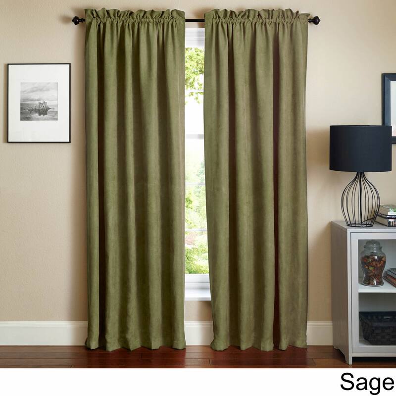 Blazing Needles Microsuede Blackout 84-inch Curtain Panel Pair - 52 x 84 - 52 x 84 - Sage