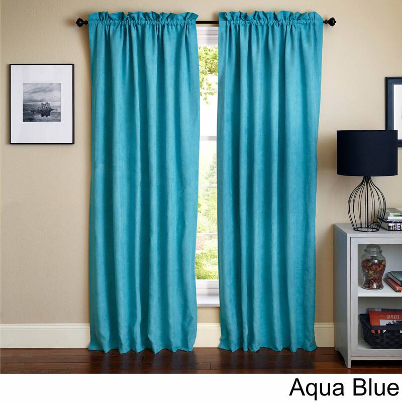 Blazing Needles Microsuede Blackout 84-inch Curtain Panel Pair - 52 x 84 - 52 x 84 - Aqua Blue