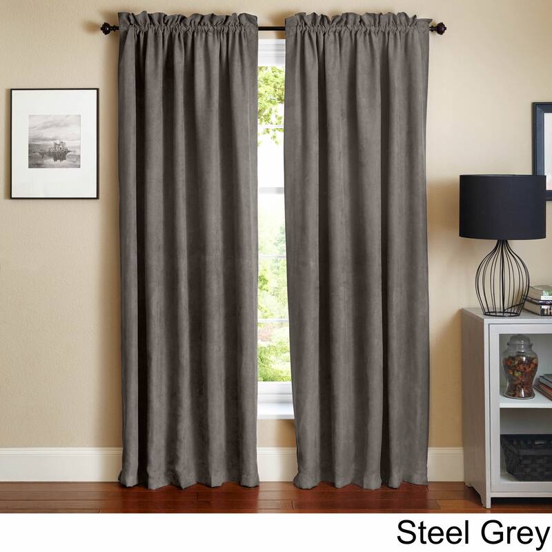 Blazing Needles Microsuede Blackout 84-inch Curtain Panel Pair - 52 x 84 - 52 x 84 - Steel Grey