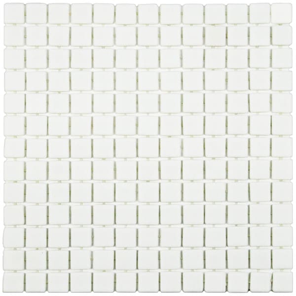 SomerTile 13x13 inch Guadiana Square Blanco Anti Slip Glass Mosaic