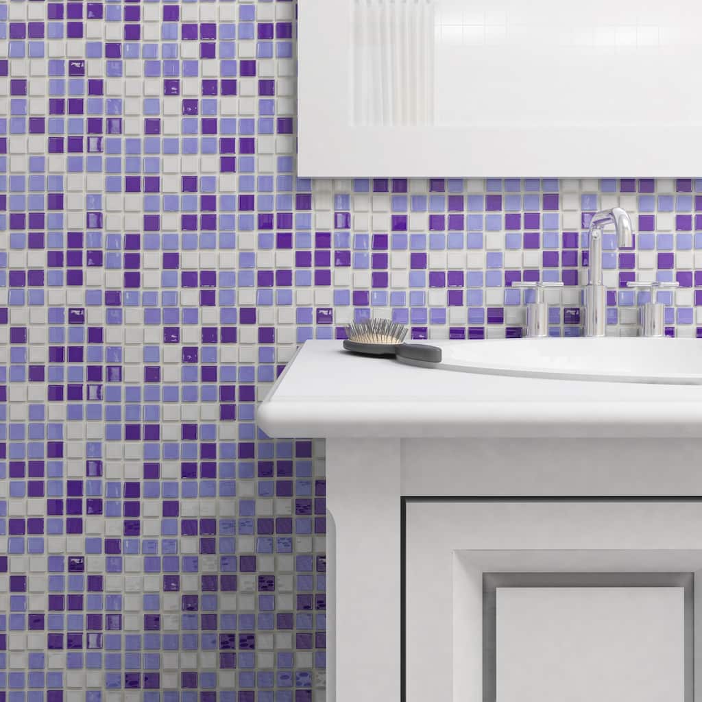 Merola Tile 13x13-inch Guadiana Square Agua Marina Glass Mosaic Wall Tile (18 tiles/21.53 sqft.)