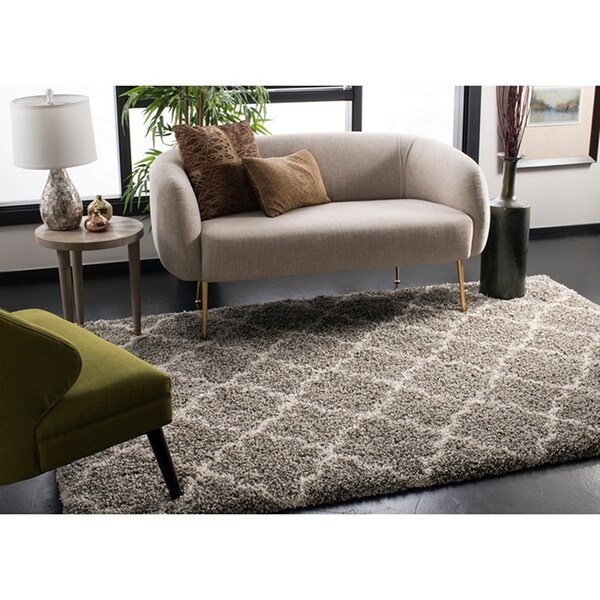 Safavieh Hudson Quatrefoil Glam Shag Grey/ Ivory Rug - 3' x 5'