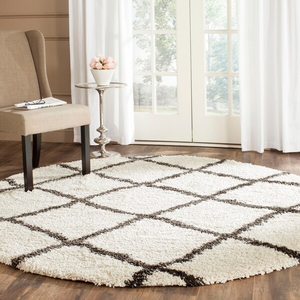 Safavieh Belize Shag Ivory/ Charcoal Moroccan Rug - 6'7 Round