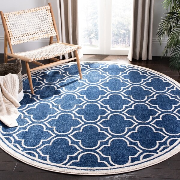 Shop Safavieh Indoor/ Outdoor Amherst Navy/ Ivory Rug - 7 ...