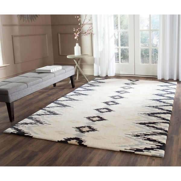 Safavieh Hand-Tufted Soho Ivory/ Dark Grey Wool/ Viscose Rug - 7'6 x 9'6