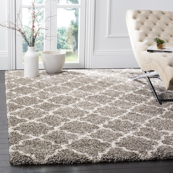 Safavieh Hudson Quatrefoil Glam Shag Grey/ Ivory Rug - 6' x 9'