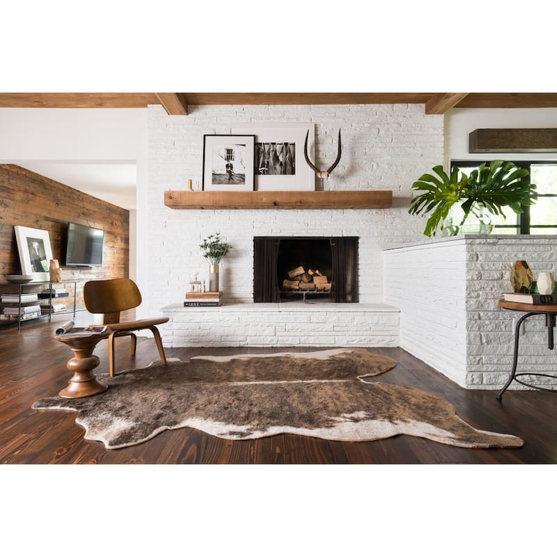 Alexander Home Brown Faux Cowhide Area Rug