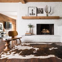 Faux Cowhide Brown/ Beige Area Rug - 5' x 6'6"
