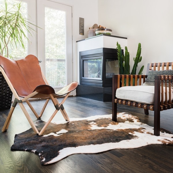 Faux Cowhide Brown/ Beige Area Rug - 3'10 x 5'