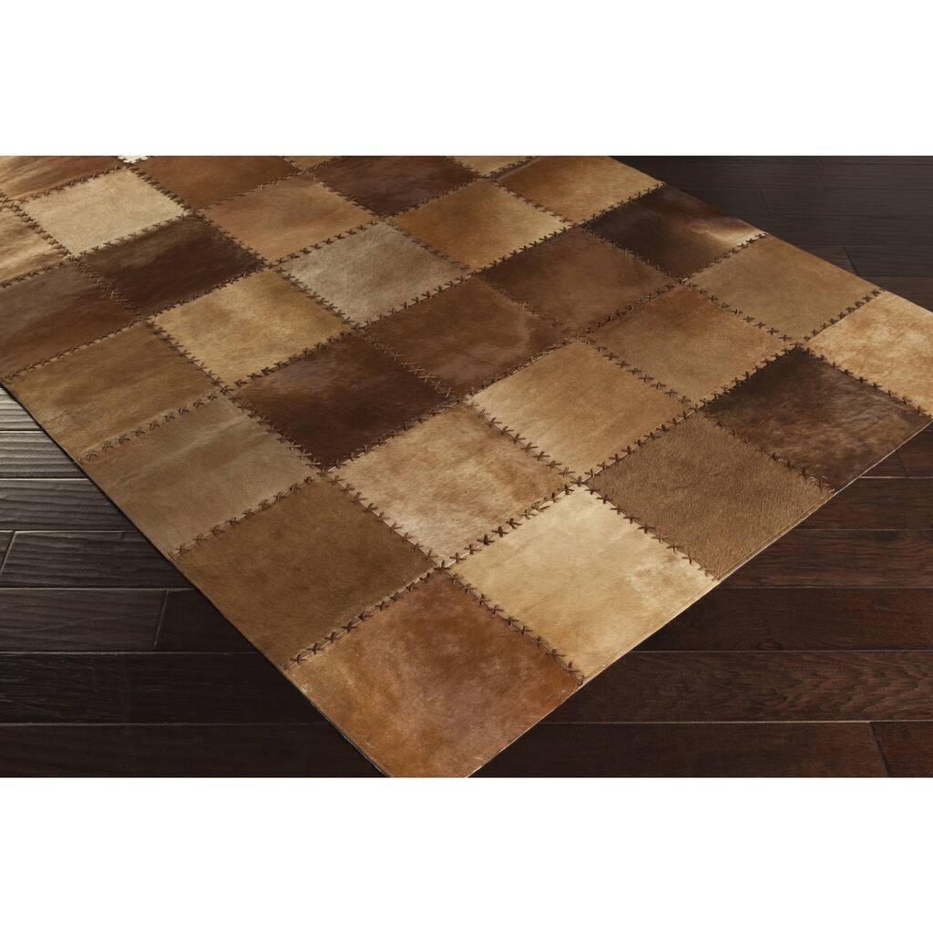 Handmade Tasha Animal Leather Strap Area Rug - 5' x 8'
