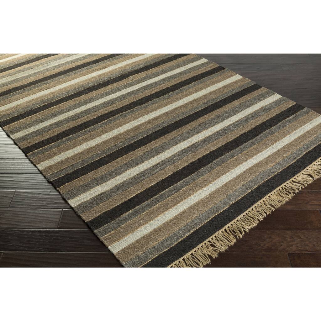 Hand-Woven Janis Stripe Jute Area Rug - 8' x 10'