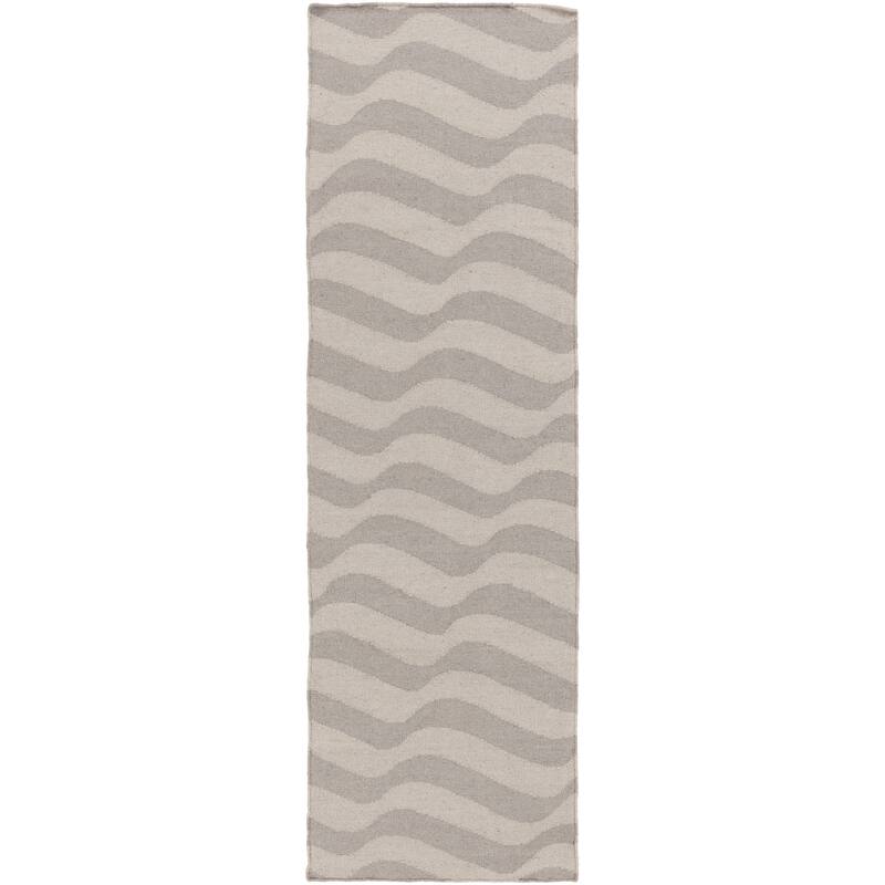 Hand-Woven Kirsten Stripe Wool Area Rug - 2'6" x 8' - Grey