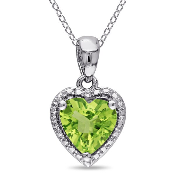 Miadora Sterling Silver Peridot Heart Necklace - Free Shipping Today ...