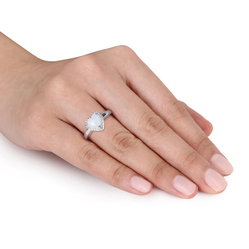 Miadora Sterling Silver Opal Heart Ring