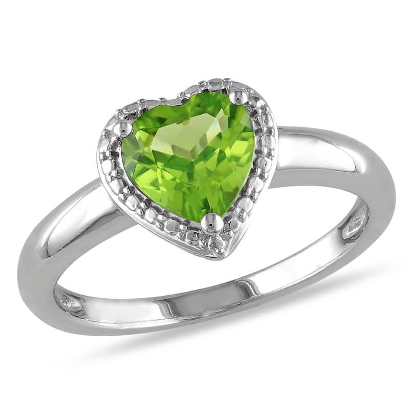 Miadora Sterling Silver Peridot Heart Ring