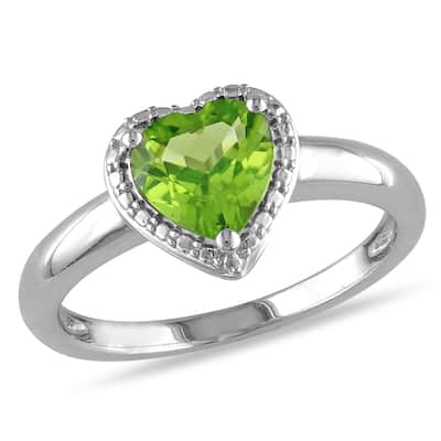Miadora Sterling Silver Peridot Heart Ring