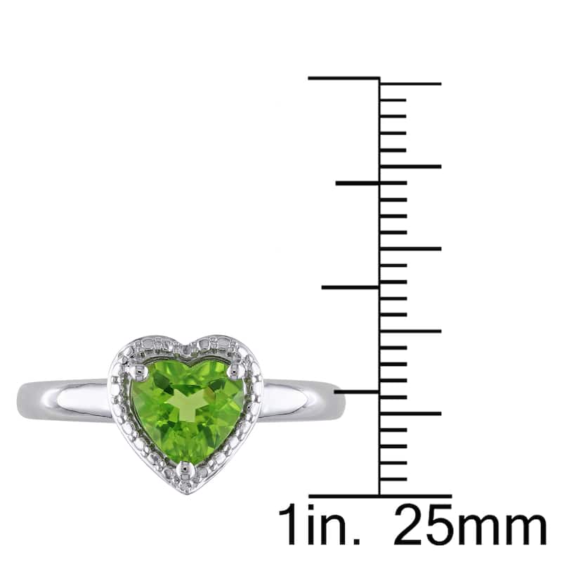Miadora Sterling Silver Peridot Heart Ring