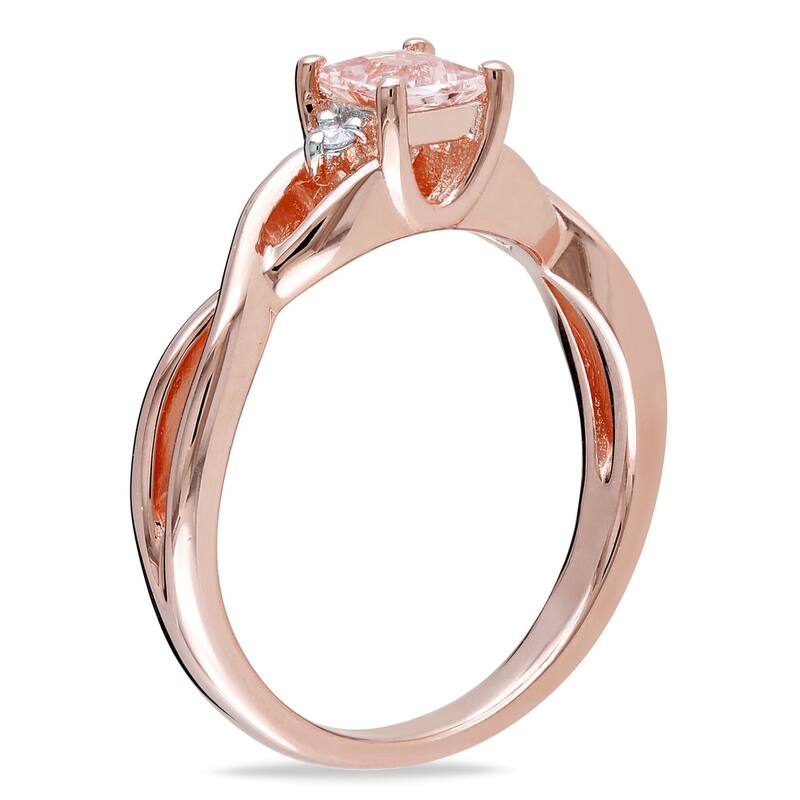 Miadora Rose Goldplated Silver Morganite Diamond Accent Ring