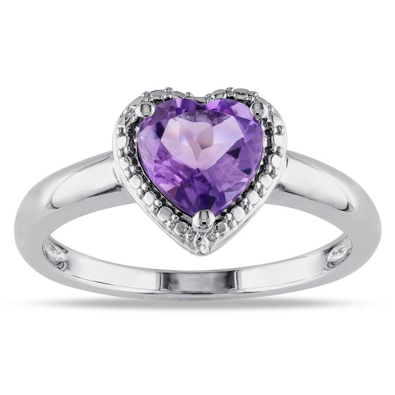 Miadora Sterling Silver Amethyst Heart Ring