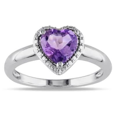 Miadora Sterling Silver Amethyst Heart Ring