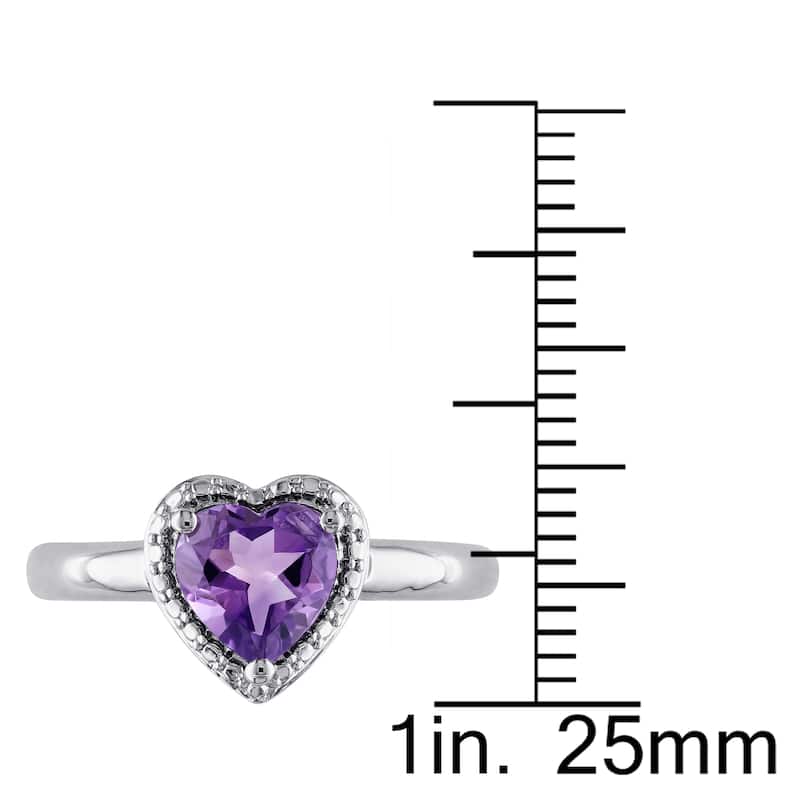 Miadora Sterling Silver Amethyst Heart Ring