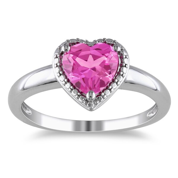 Pink sapphire speckled heart jewelry for women sale size chart