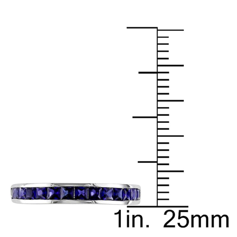 Miadora Sterling Silver Created Blue Sapphire Eternity Ring